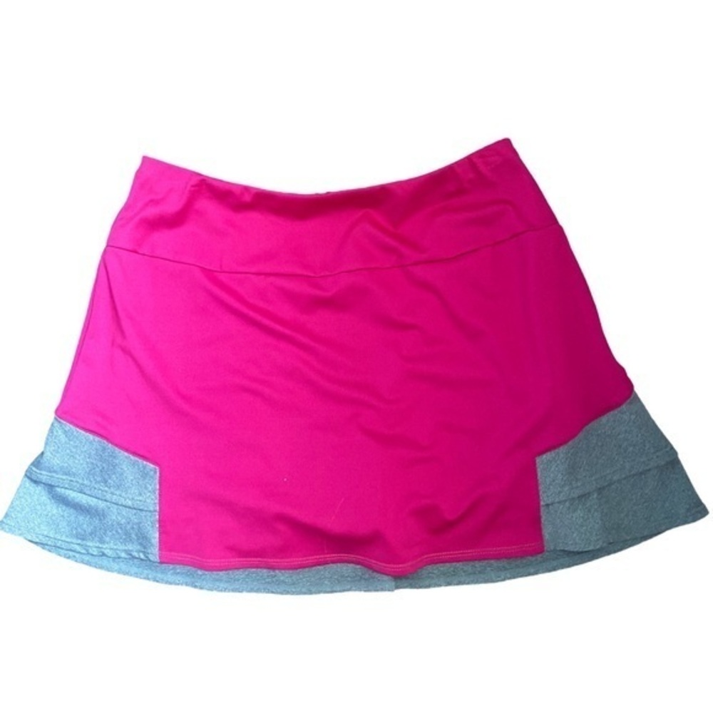 Tail Tiered Skort -S pink gray ,polyester spandex,
